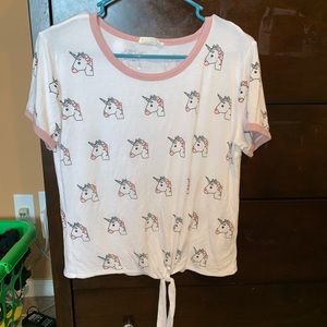 Pink and white unicorn shirt
